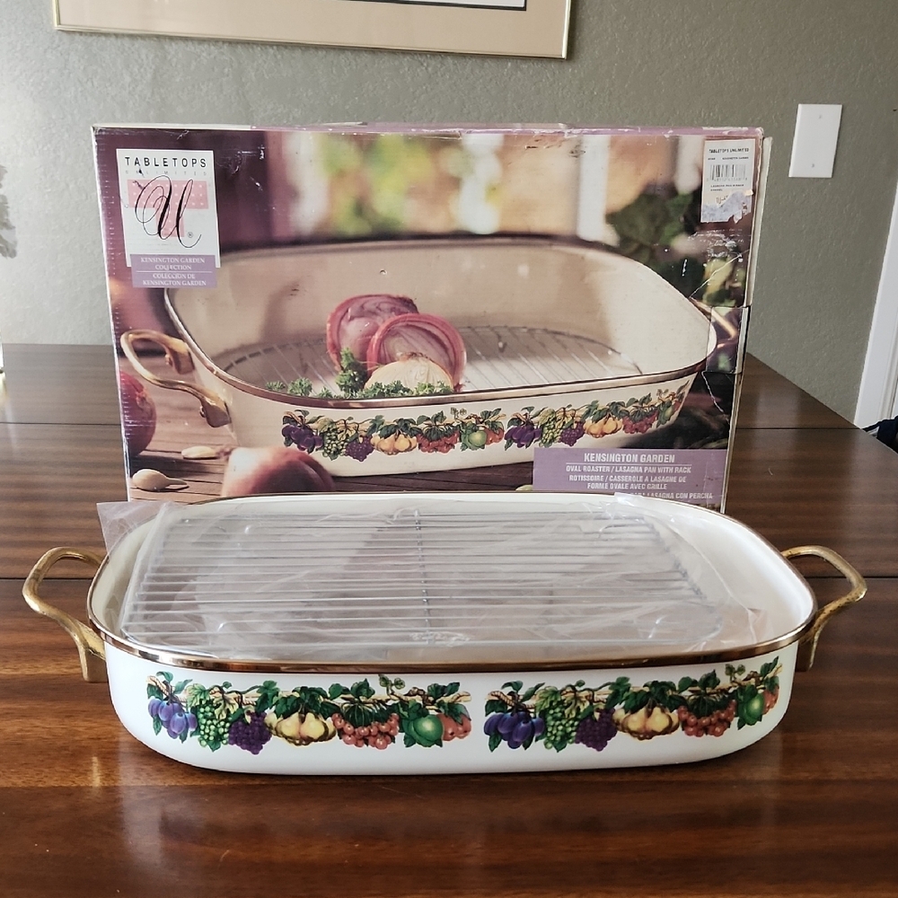 Tabletops Unlimited Kensington Garden Collection Oval Roaster with Rack